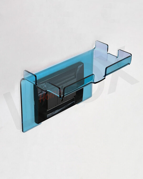 shelfy-c supporto smartphone telefoni plexiglas celeste portaoggetti